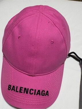 Authentic Balenciaga Pink Logo Baseball Cap